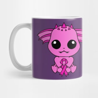 Cute Creature Holding an Awareness Ribbon (Pink) Mug